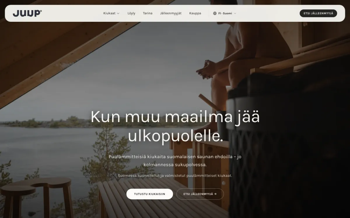 JUUPin etusivu, rakennettu Pagesmithilla