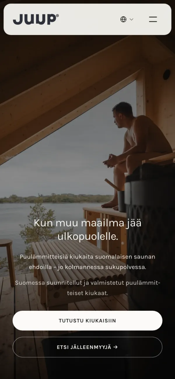 JUUPin sivusto puhelimessa